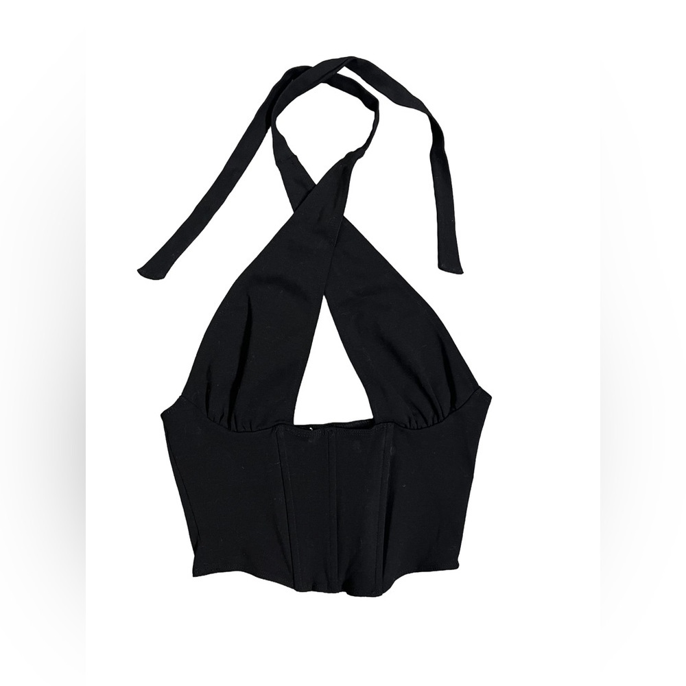 Windsor Black Cross-Neck Top